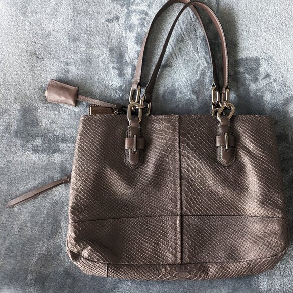 Coach Jayden Python Embossed Carryall Tote- Brown/Bronze - ONLY USED ONCE - Picture 6 of 16